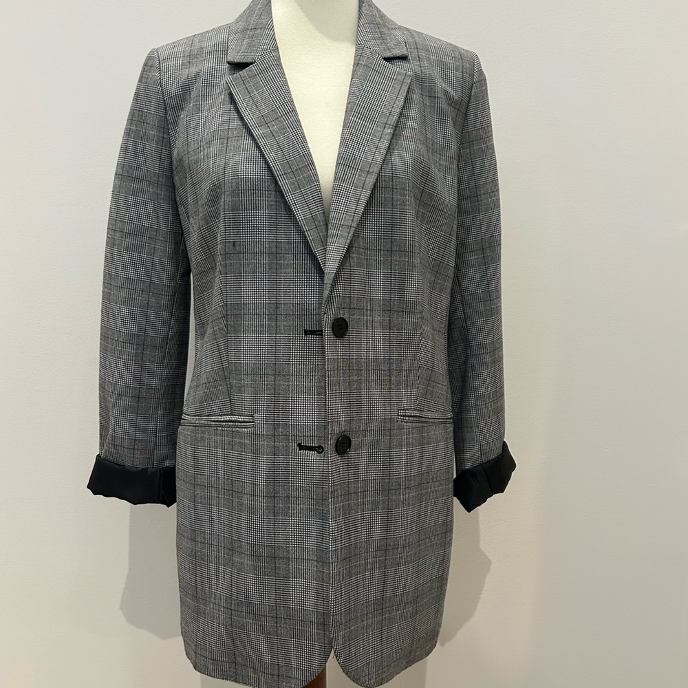 Liz Claiborne Black and Gray Checkered Blazer